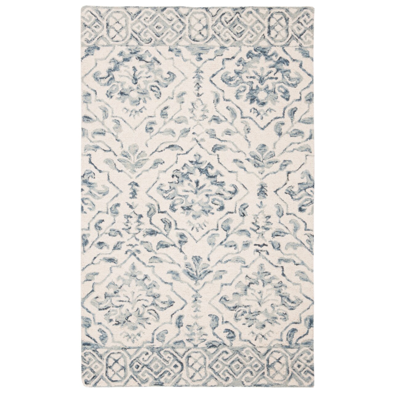 Safavieh Dip Dye Ddy901M Handmade Blue / Ivory Rug Classic Motif Carpet Shag